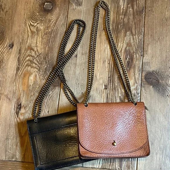 2- Madewell The Chain Leather Crossbody Bags in Black and Brown - Picture 11 of 11